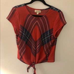 Cloth and Stone tie plaid tee
